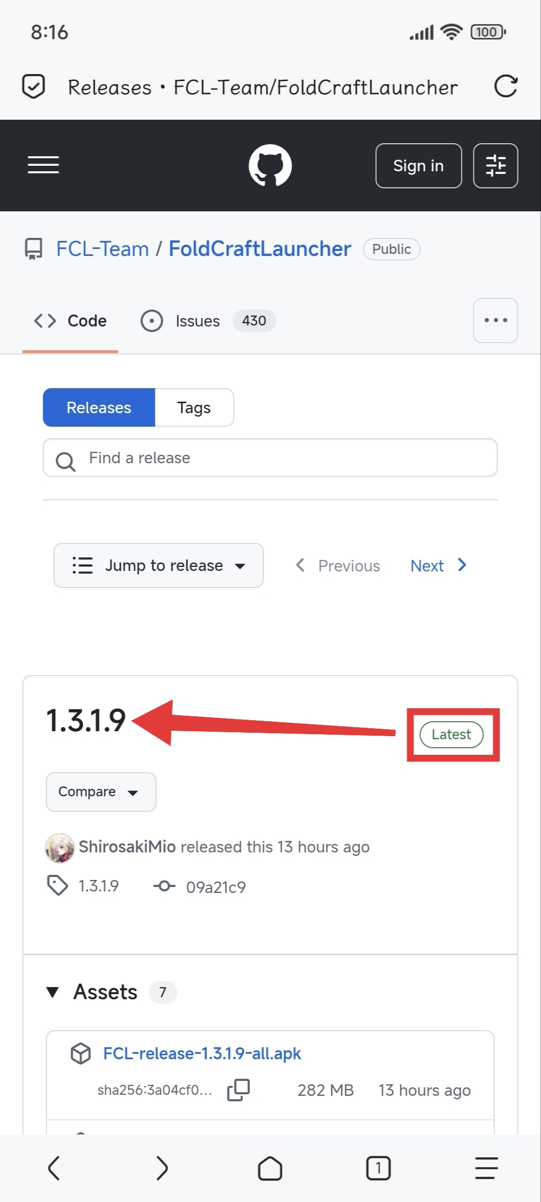 3.找到Latest对应的Release
